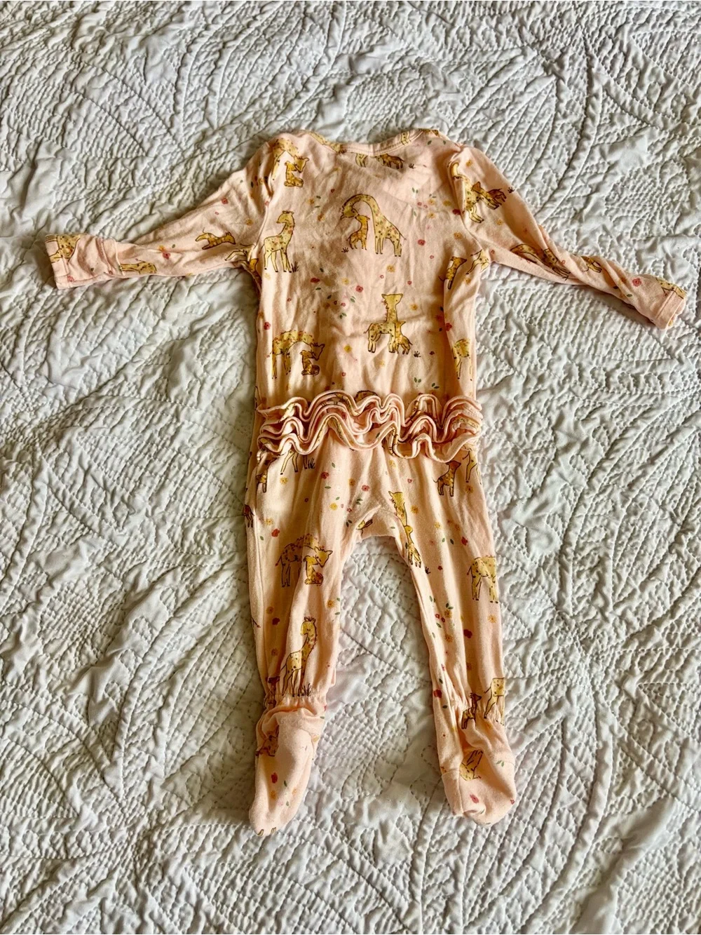 Angel Dear Bamboo Pink Giraffe-Print Footed One-Piece